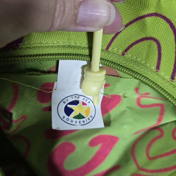 Cabo San Lucas Graphic Design Bag Bright Green Tote Zippered Heart Beach Travel - Picture 5 of 8